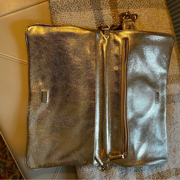 Tory Burch Gold Metallic Clutch Wristlet/Shoulder Bag - Picture 3 of 6